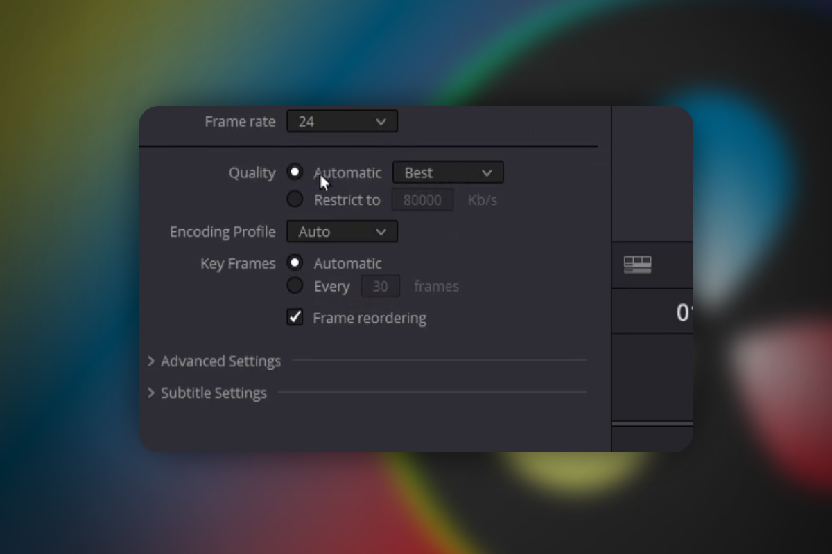 DaVinci Resolve: 9.10 | Feil ved koding av videoramme
