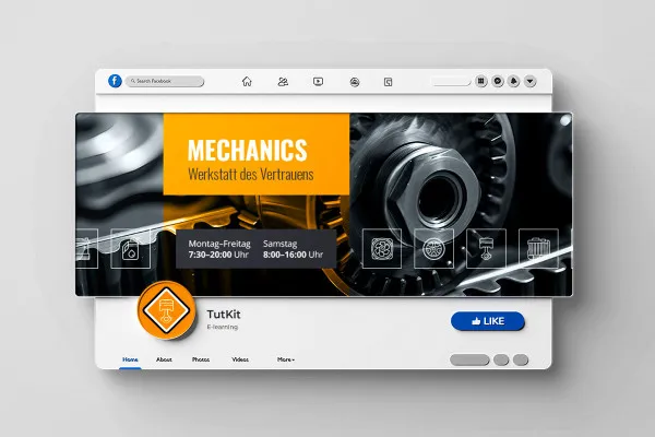 Facebook-Titelbild-Vorlage für Handwerker, Werkstätten, Reparaturdienstleister