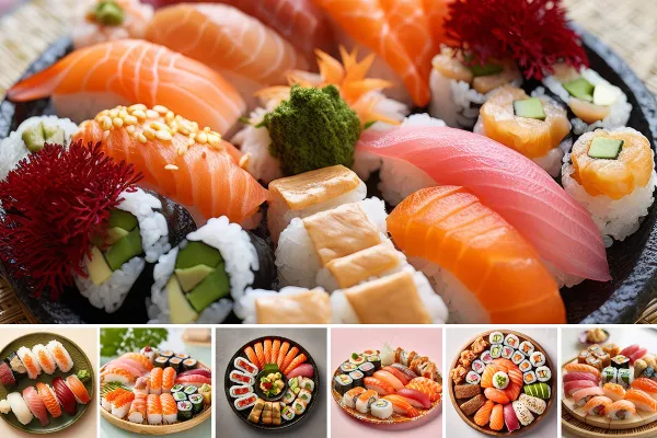 Sushi - 62 billeder af hovedretter til menukort.