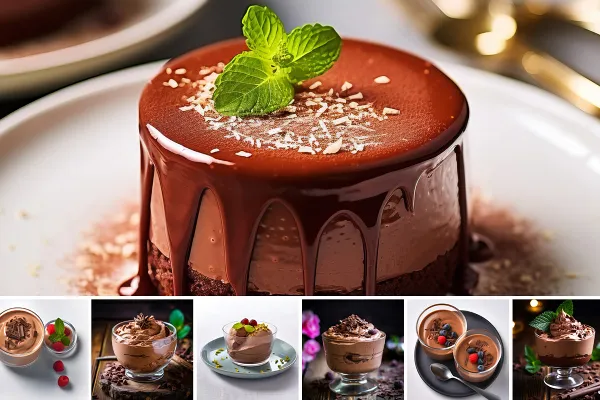 Mousse au Chocolat - 23 bilder av desserter for menyene