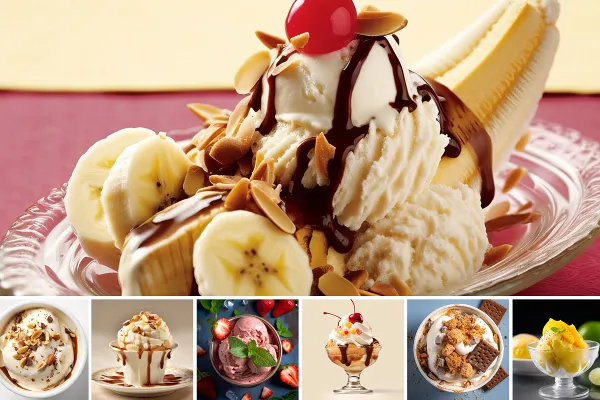 Eis – 50 Bilder von Desserts für Speisekarten