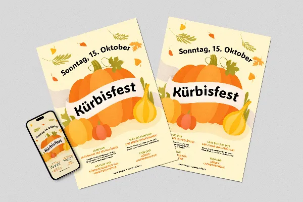 Kurpitsajuhla - syksyinen lentolehtisen ja julisteen mallipohja (versio kaksi)