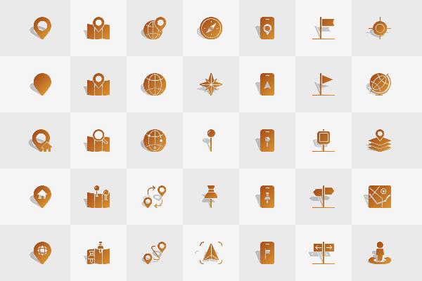 Vektorbasierte Location-Icons mit Schlagschatten