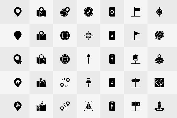 Vektorbasierte Location-Icons in Schwarz