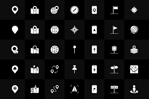 Vektorbasierte Location-Icons in Weiß