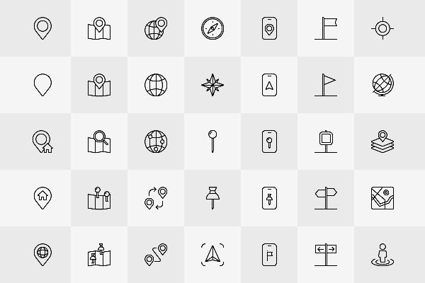 Vektorbasierte Location-Icons als Kontur