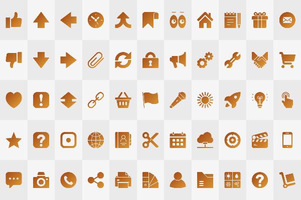Vektorbasierte Interaktions-Icons mit Farbverlauf