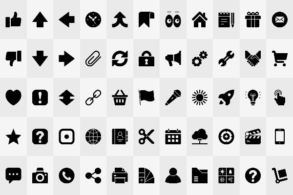 Vektorbasierte Interaktions-Icons in Schwarz