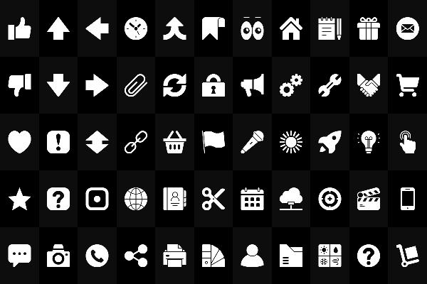 Vektorbasierte Interaktions-Icons in Weiß