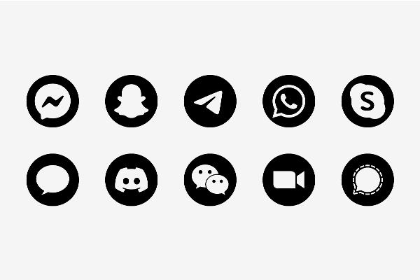 Icons schwarz rund
