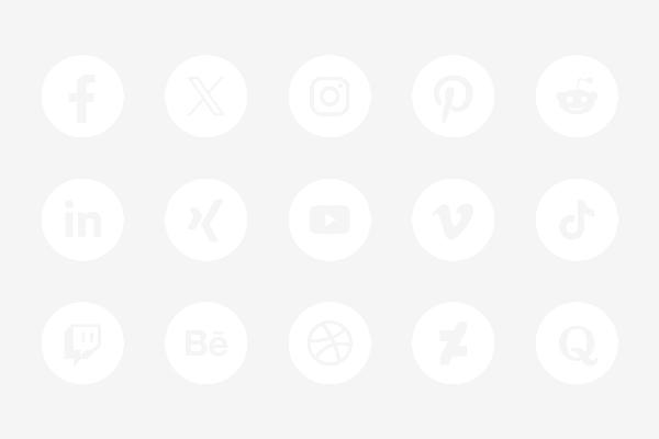 NEU - Social-Media-Icons: transparent auf weißem Kreis