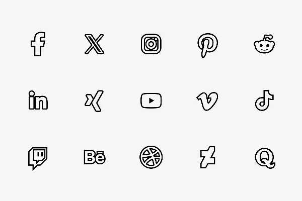 Neu - Social-Media-Icons: als Kontur
