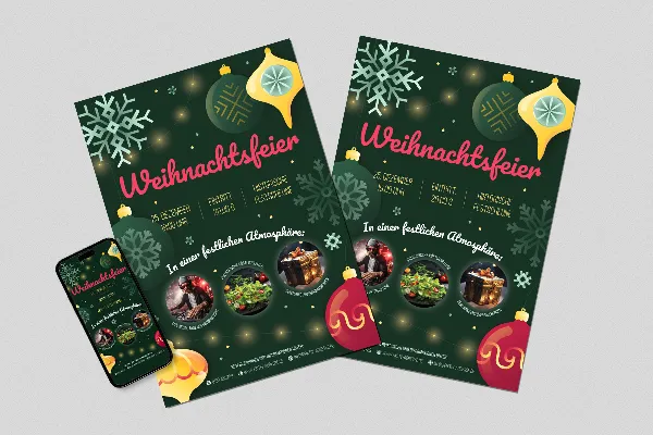 "Festive Christmas party" πρότυπο για χριστουγεννιάτικες αφίσες & χριστουγεννιάτικα φυλλάδια