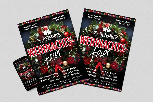 "Advent and Christmas party" πρότυπο για χριστουγεννιάτικες αφίσες & χριστουγεννιάτικα φυλλάδια