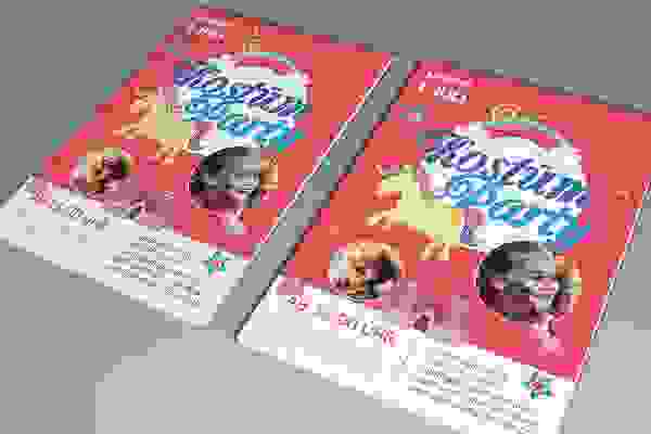 Plantilla de folleto para fiesta infantil, Carnaval y fiesta de disfraces – Versión 5