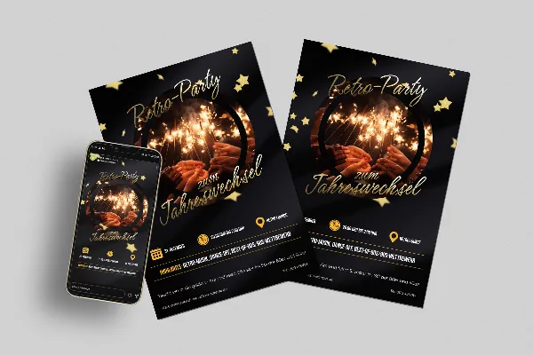 Silvester und Neujahr: Flyer- und Plakat-Vorlage „Wunderkerze“