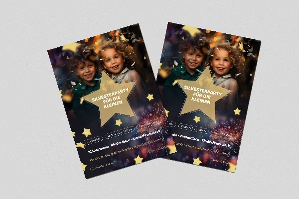 Silvester und Neujahr: Flyer- und Plakat-Vorlage „Kids“