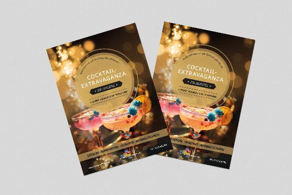 Silvester und Neujahr: Flyer- und Plakat-Vorlage „Cocktail“