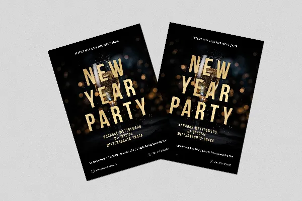 Silvester und Neujahr: Flyer- und Plakat-Vorlage „Happy New Year“