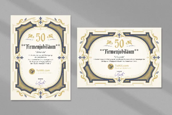 Certificate template "double frame" for honorary certificates, for company & service anniversaries
