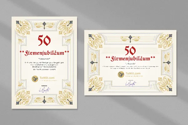 Certificate template "Zierde" for honorary certificates, for company & service anniversaries