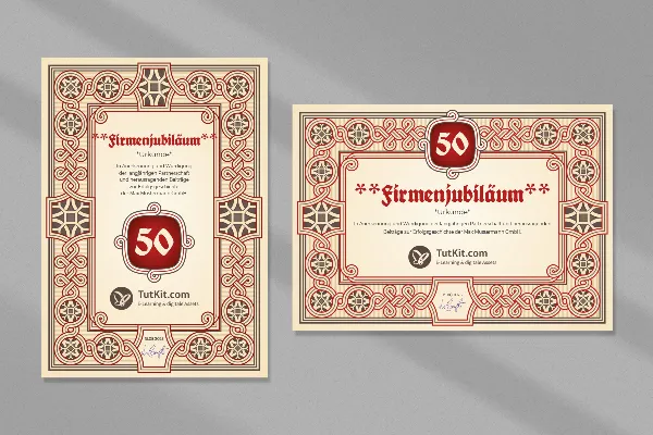 Certificate template "Ornamentation" for honorary certificates, for company & service anniversaries