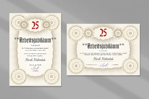 Certificate template "Circle" for honorary certificates, for company & service anniversaries