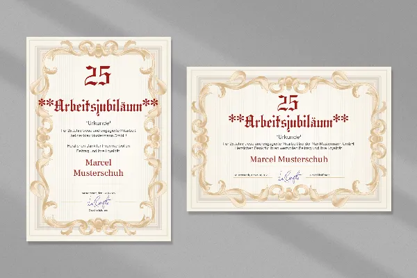 Plantilla de certificado "Marco decorativo" para certificados de honor, aniversarios de empresa y de servicio