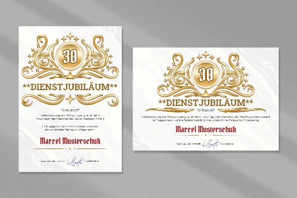 Plantilla de certificado "Decoración festiva" para certificados de honor, aniversarios de empresa y de servicio