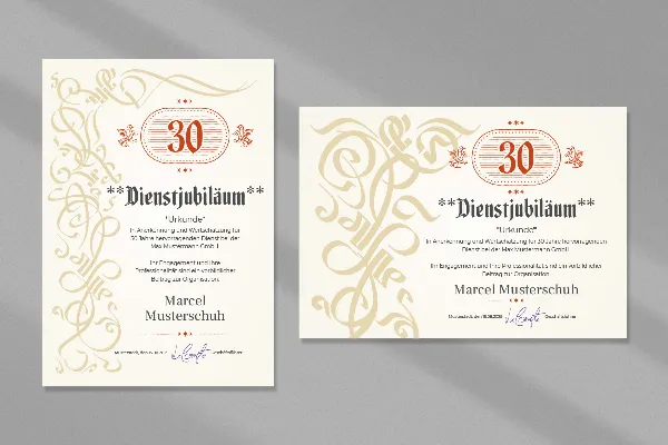 Plantilla de certificado "Dinámica" para certificados de honor, para aniversarios de empresa y de servicio