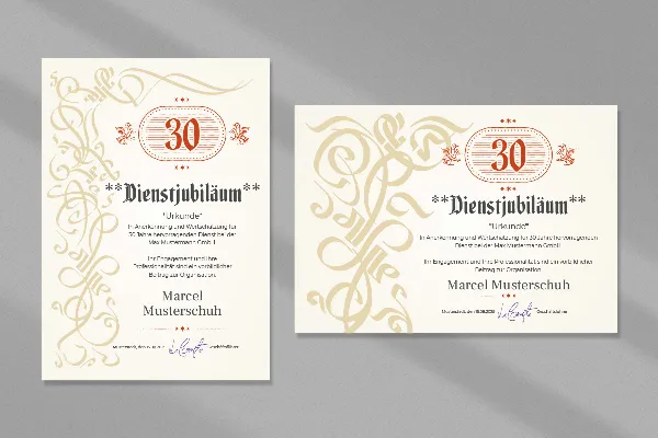 Certificate template "Dynamic" for honorary certificates, for company & service anniversaries