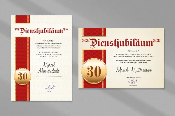 Certificate template "Red Carpet" for honorary certificates, for company & service anniversaries