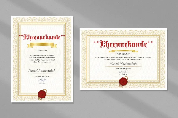 Certificate template "Gold frame" for honorary certificates, for company & service anniversaries