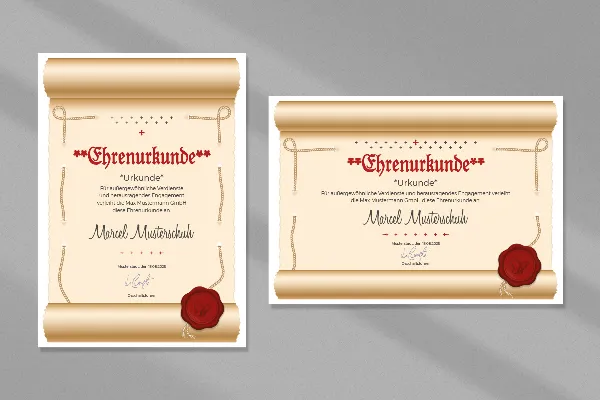 Certificate template "Connected" for honorary certificates, for company & service anniversaries