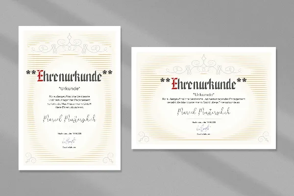 Certificate template "Lines" for honorary certificates, for company & service anniversaries