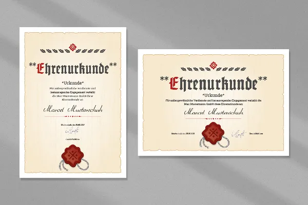 Certificate template "Paper" for honorary certificates, for company & service anniversaries
