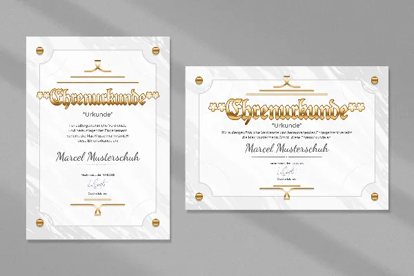 Plantilla de certificado "Pin" para certificados de honor, aniversarios de empresa y de servicio