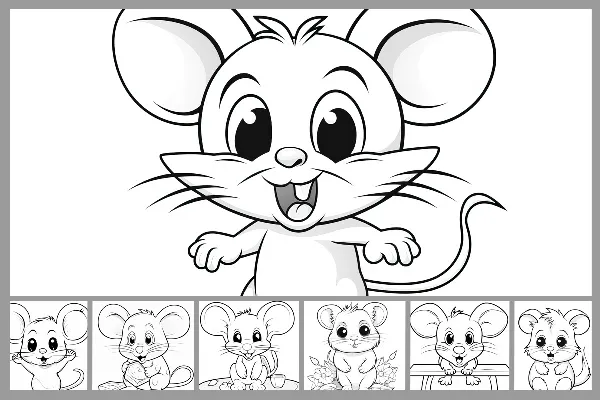 10 Ausmalbilder mit Mäusen