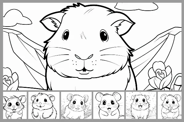 12 desenhos para colorir com hamsters.