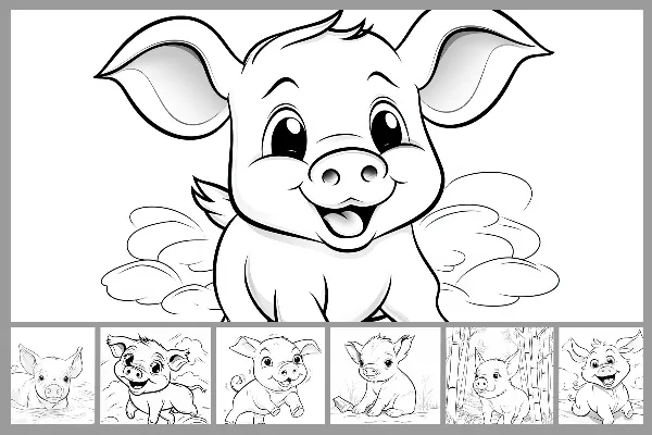 10 Desenhos para colorir com porcos