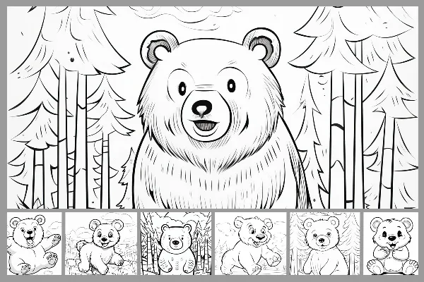 10 Desenhos para colorir com ursos.