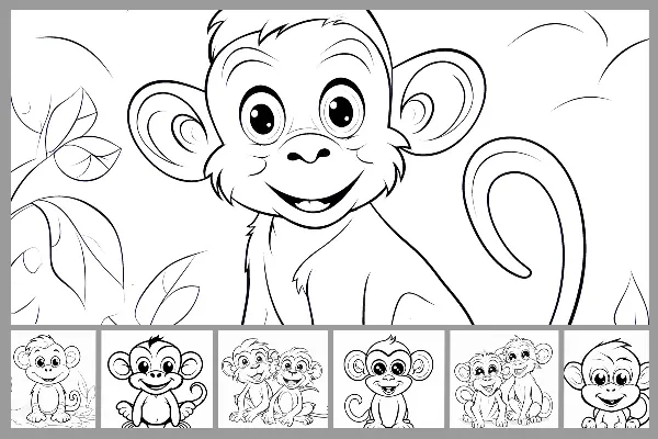 11 desenhos para colorir com macacos