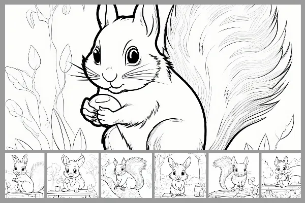 12 desenhos para colorir com esquilos