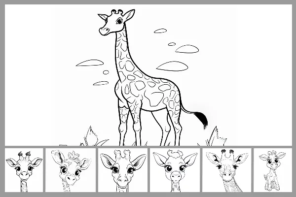 13 Desenhos para colorir com girafas.