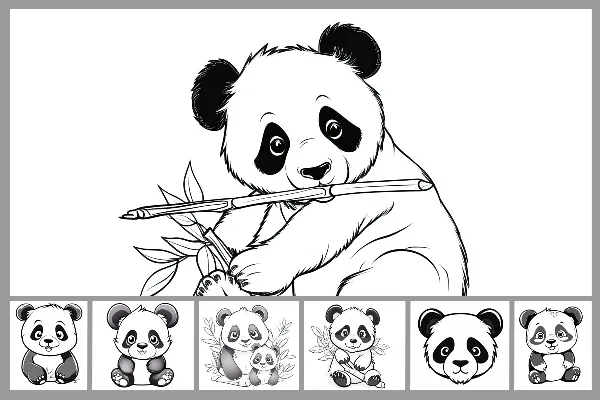 10 Ausmalbilder mit Pandas