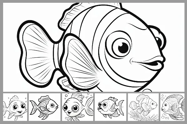 15 desenhos para colorir com peixes.