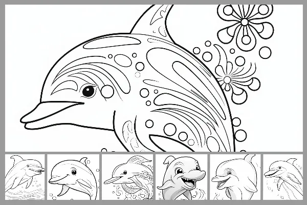 11 desenhos para colorir com golfinhos.