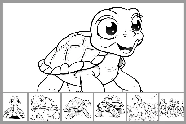10 Ausmalbilder mit Schildkröten