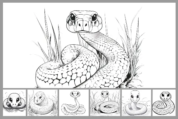 10 desenhos para colorir com cobras.
