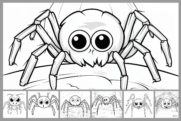 9 Desenhos para colorir com aranhas.